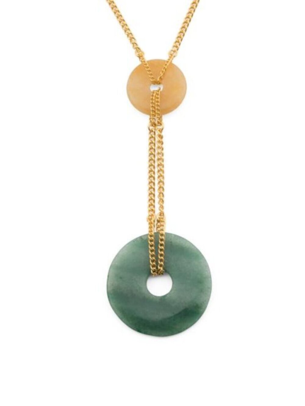 BEN AMUN Gold Plated Jade Disc Necklace